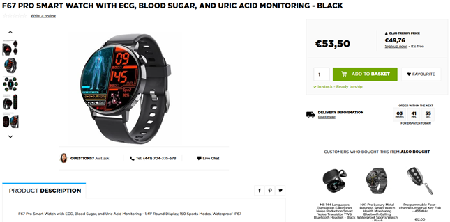 pro smart watch blood sugar bloedsuiker